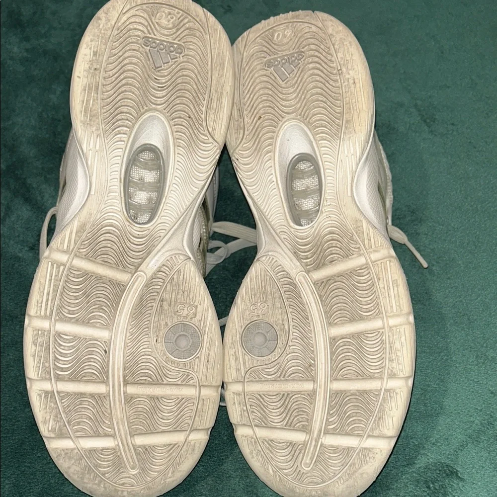 Adidas Men’s  White and Gold High-Top Sneakers - Size‎ 8